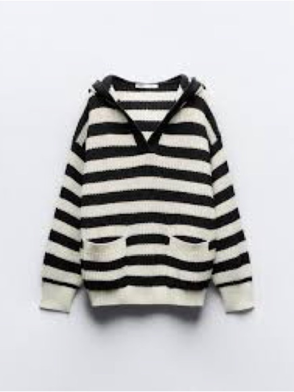 Zara Cream/Navy Stripped Knit Sweater